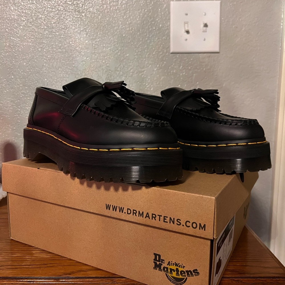Dr. Martens Black Adrian Leather Platform Loafers size 9